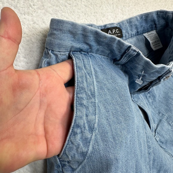 A.P.C. Jeans Women Light Wash Wide Leg Denim Pants Size 24 Made in Tunisia - Picture 9 of 9